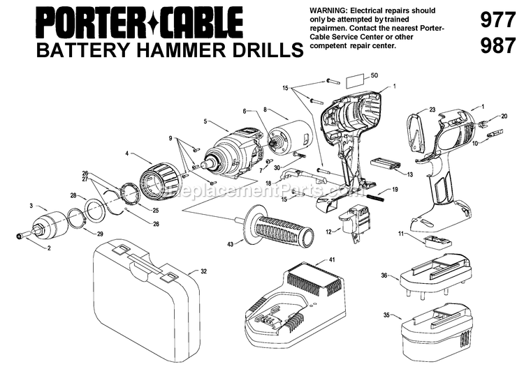 Porter Cable 977 (Type 1) 14.4v Hdd Kit Power Tool Page A Diagram